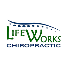 LifeWorks Chiropractic logo with a green and blue design featuring a curved line above the text.