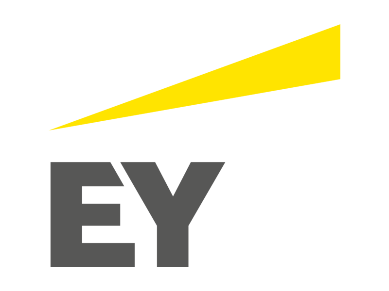 EY logo with dark gray letters and a yellow upward triangle above.