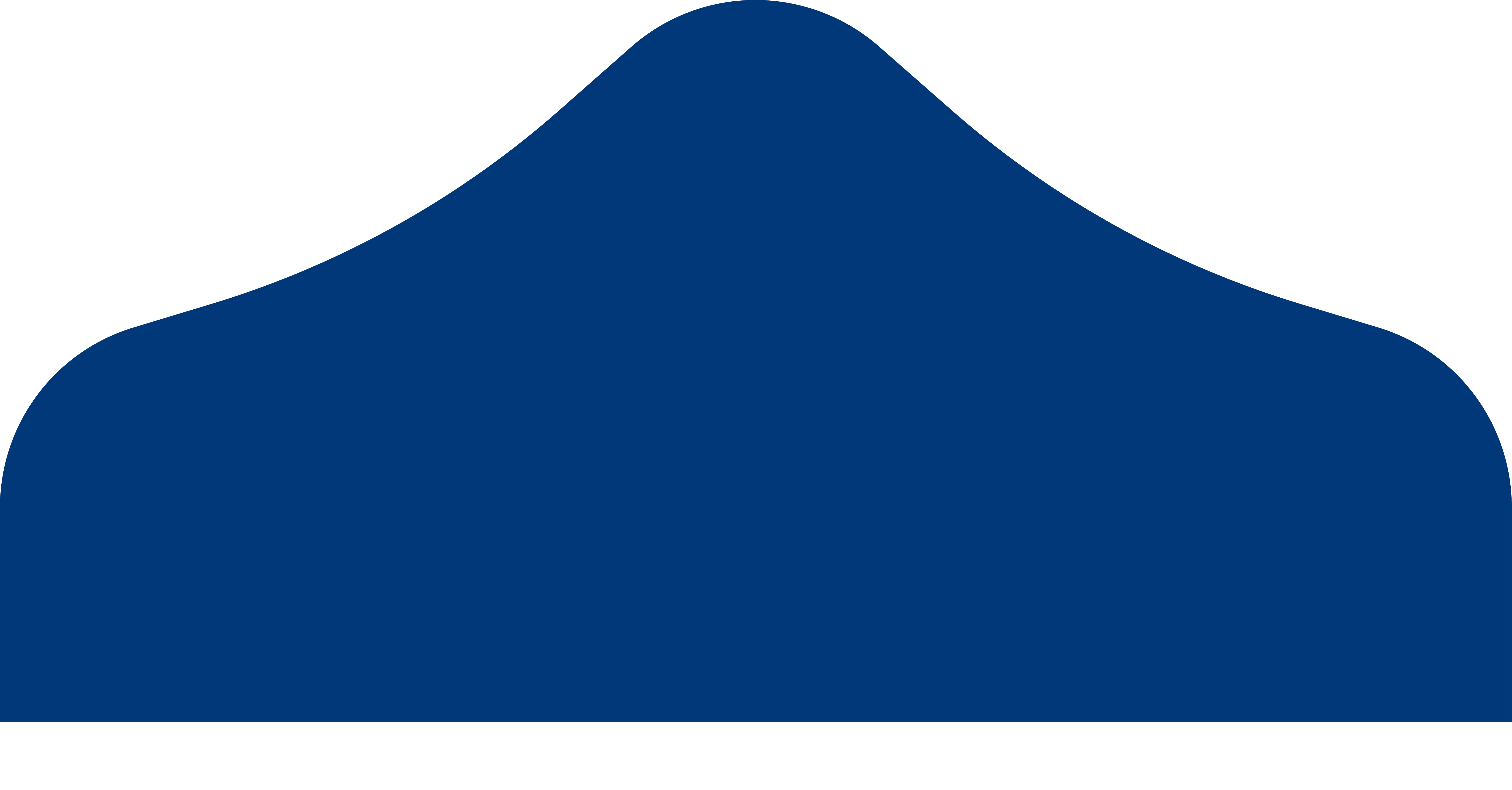 Dark blue abstract wave shape with curved peak on a black background.