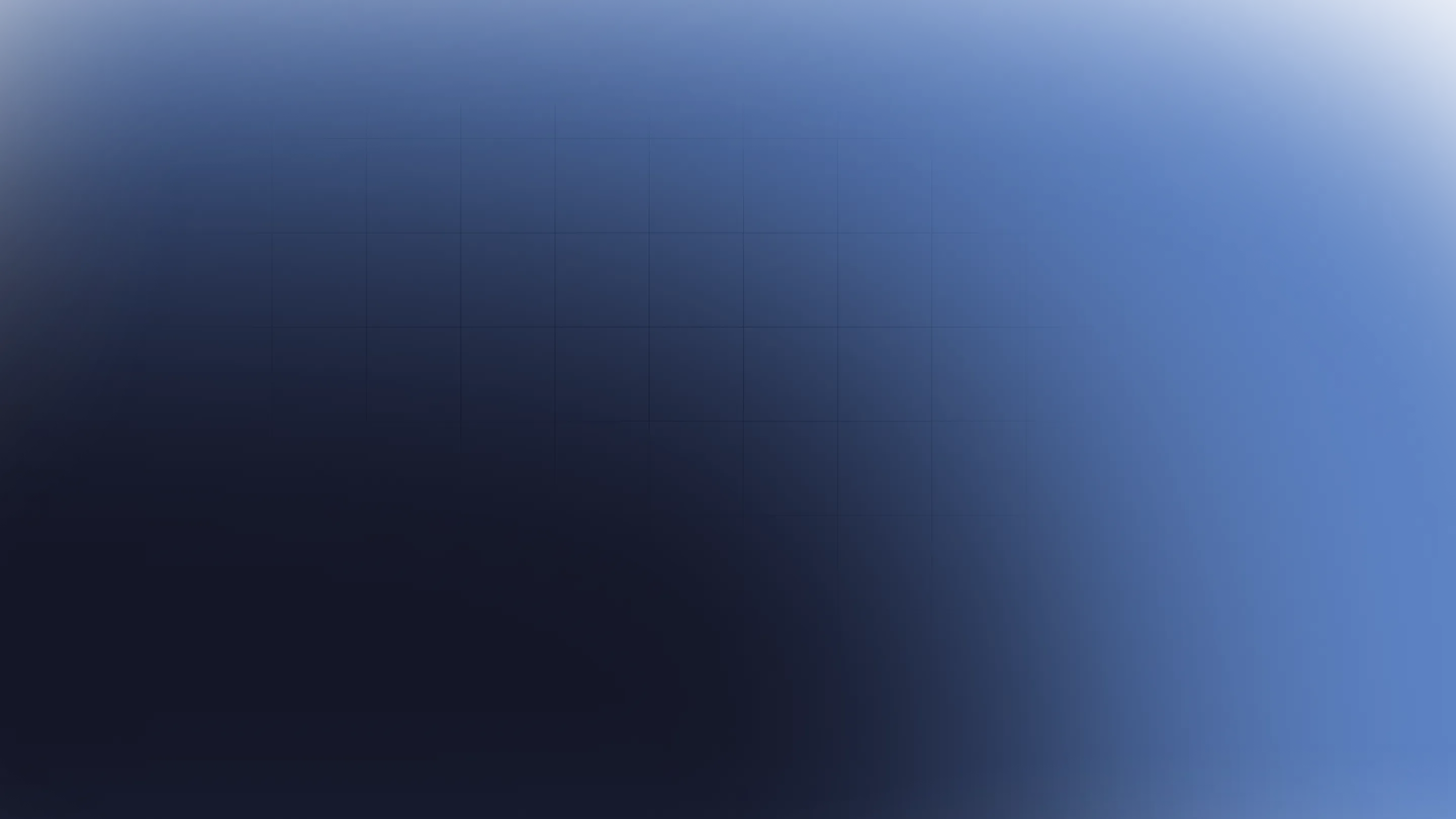 Blue and black gradient background with a subtle grid pattern.