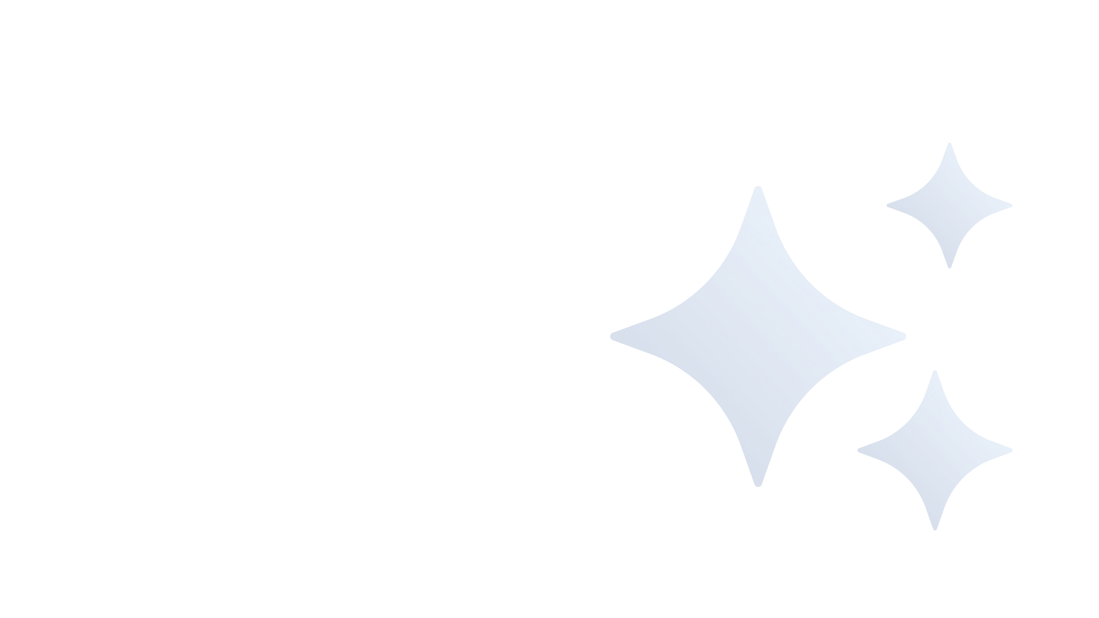 Illustration of three glowing blue diamond-shaped stars on a black background.