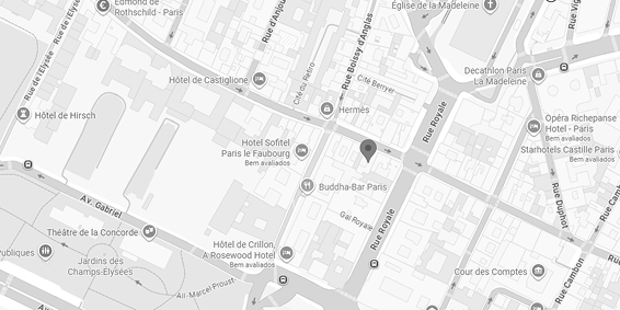 Map showing central Paris near Rue Royale with landmarks like Hôtel Sofitel Paris le Faubourg, Buddha-Bar Paris, and Théâtre de la Concorde.