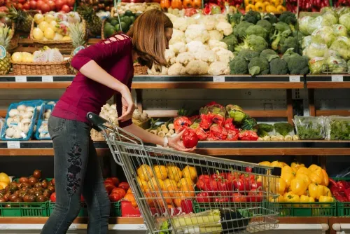 Women buying groceries