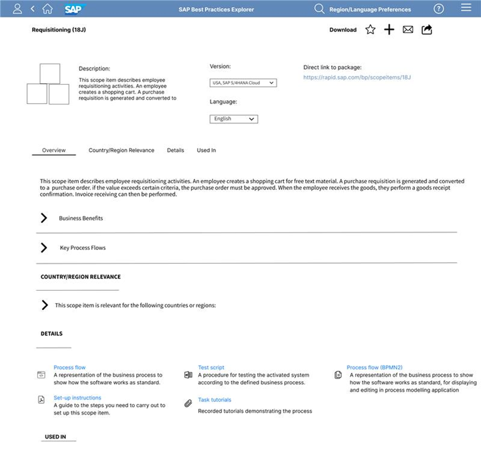 Requisitioning (18J) SAP Best Practices for SAP S/4HANA Cloud