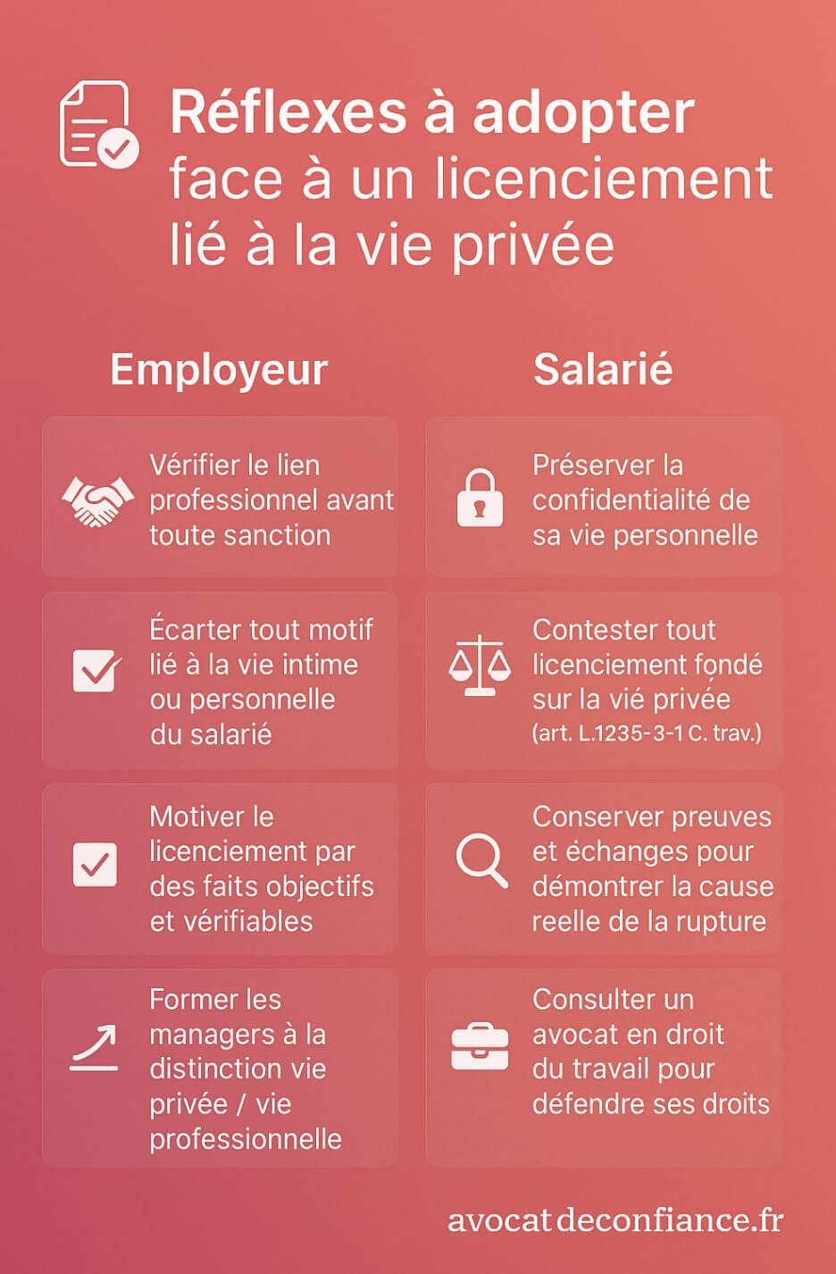 infographie licenciement lié à la vie privée