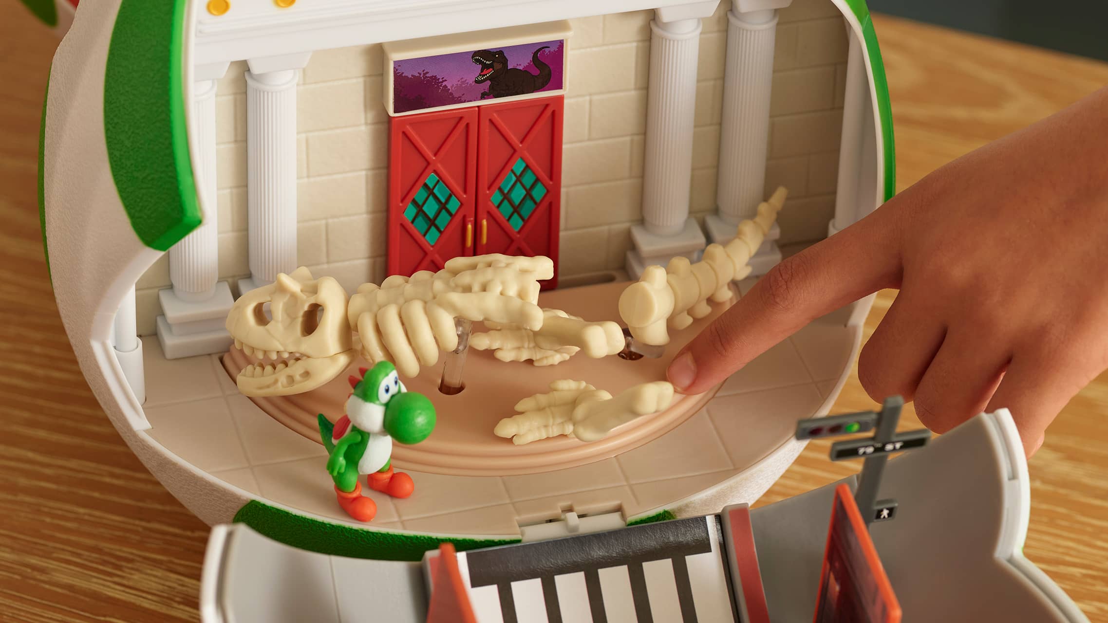 Super Mario Yoshi dinosaur skeleton playset with Yoshi figure and interactive pieces