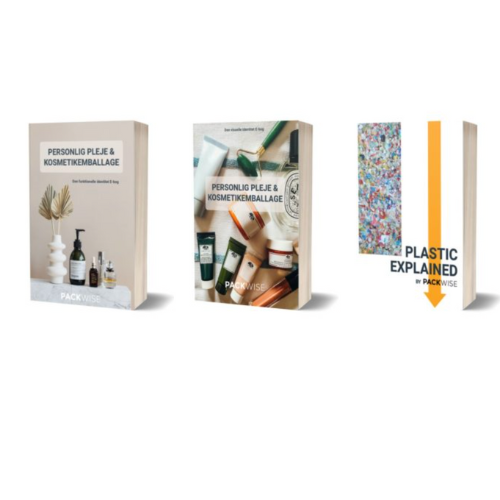 Tre bøger om personlig pleje og kosmetikemballage samt plastforklaring ved Packwise.