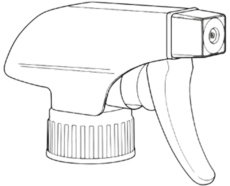 Sort udløserhåndtag til sprayflaske med justerbar spraydyse.