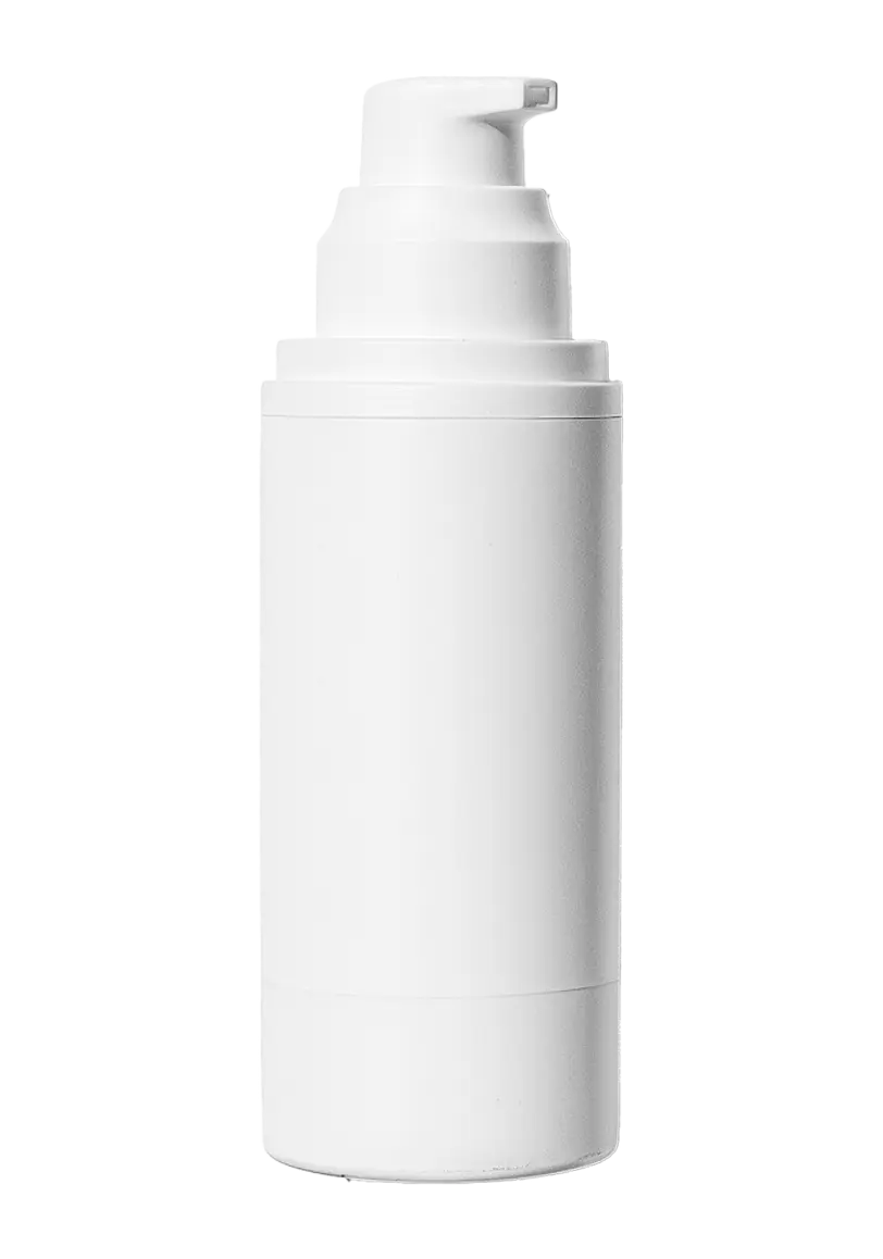 Hvid plastflaske med pumpe dispenser til creme eller lotion.