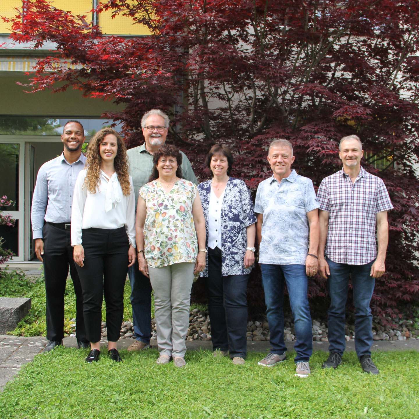 Das Team von Competenza steht vor einem Baum