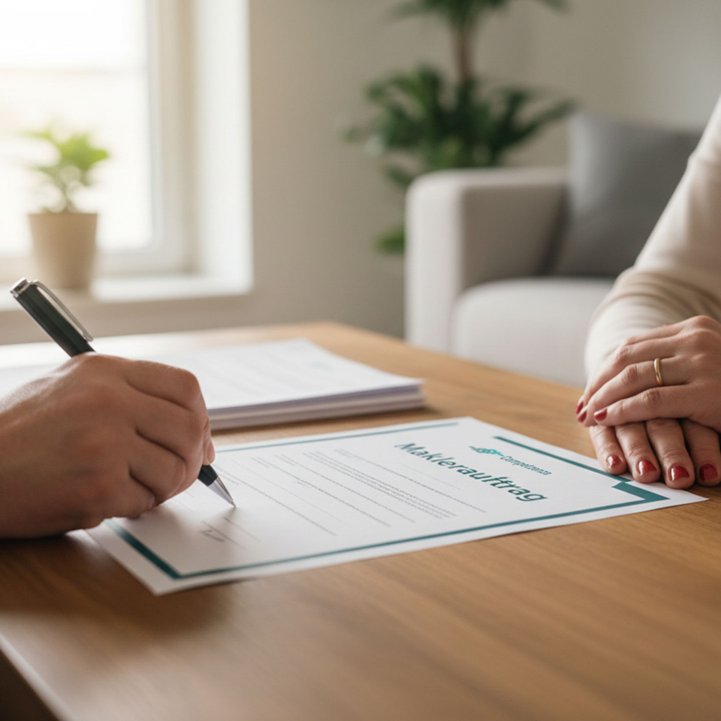 Ein Maklerauftrag wird unterschrieben