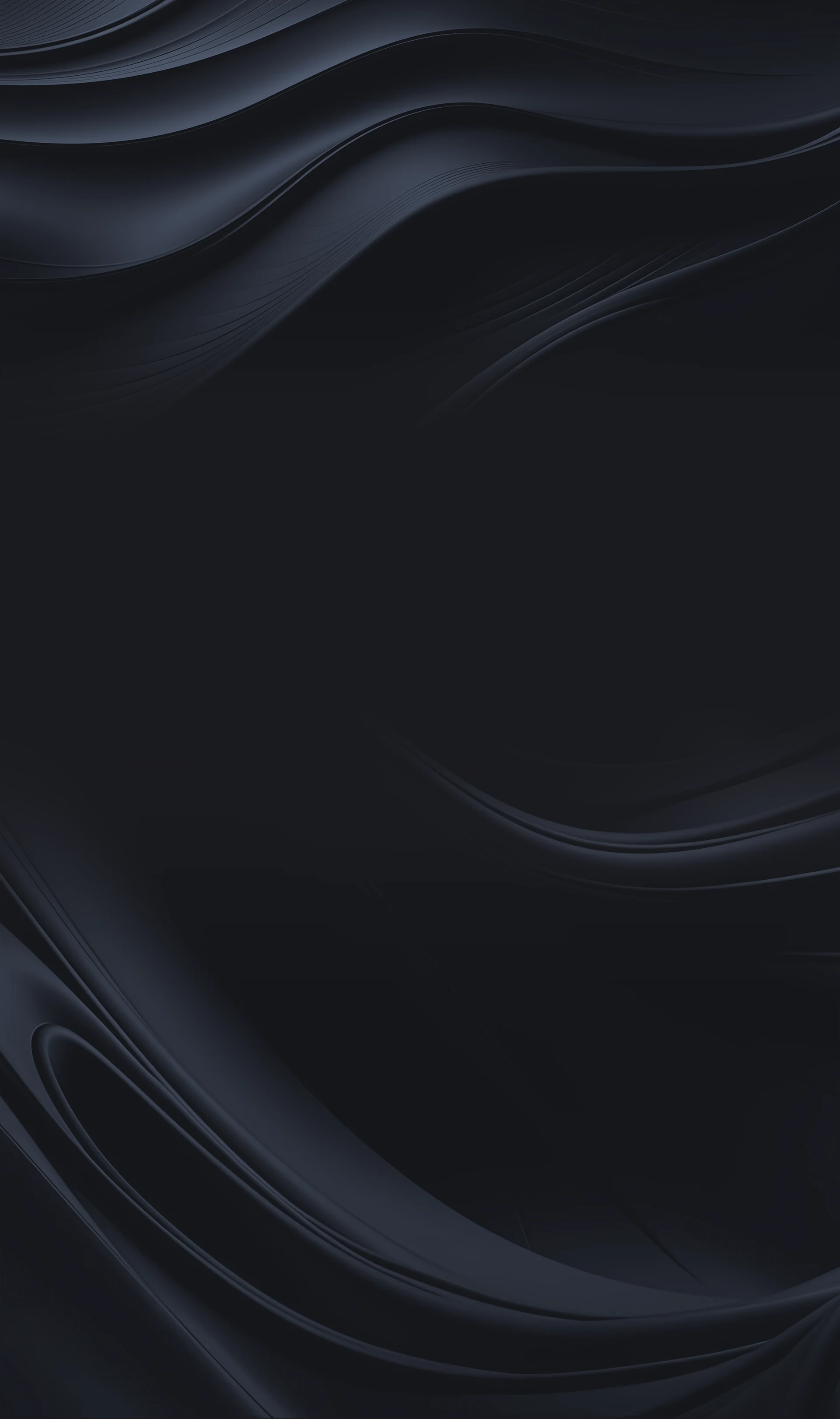Abstract dark blue and black smooth flowing wave-like patterns.