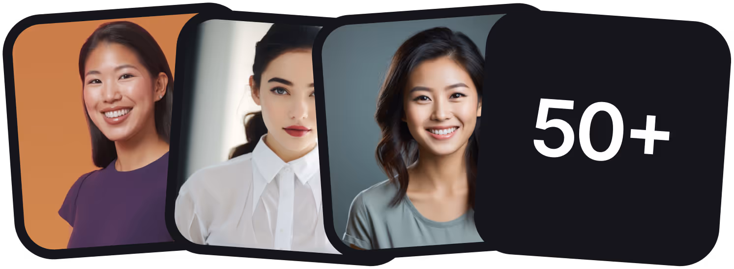 Collage of three smiling women with diverse backgrounds, next to text showing '50+'.