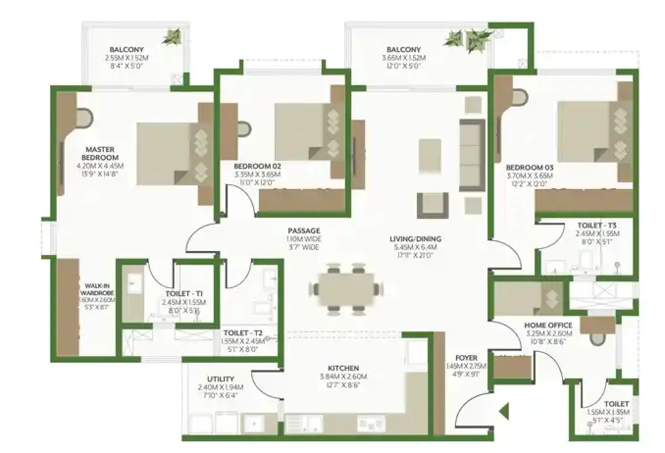 Floor Plan 3.5 BHK Godrej woods