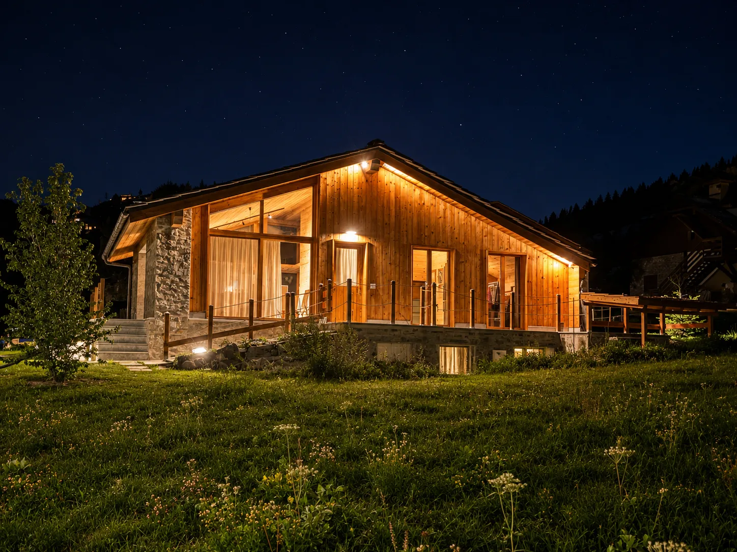 Chalet in Courmayeur am Abend, von Imoreo betreut