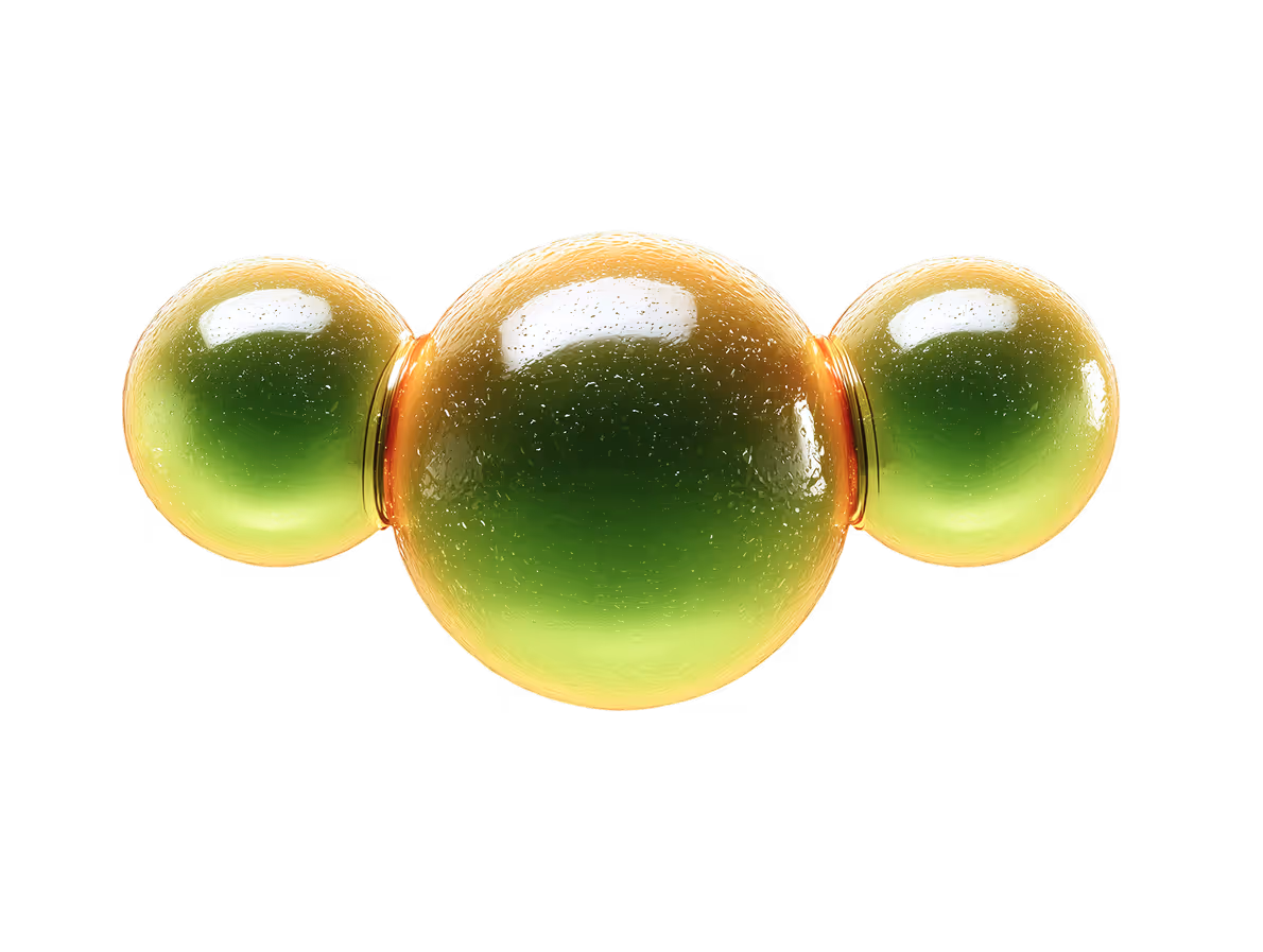 Green spheres representing clean CO₂ technology innovation.