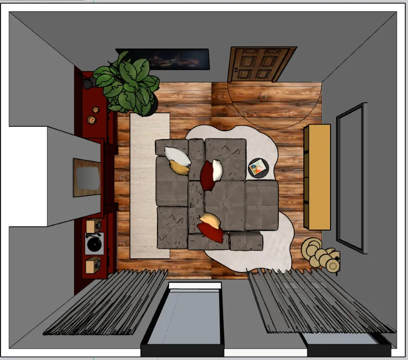 Visualisatie plan retro stadswoning Gent voor interieurontwerp - PIET Moodshop