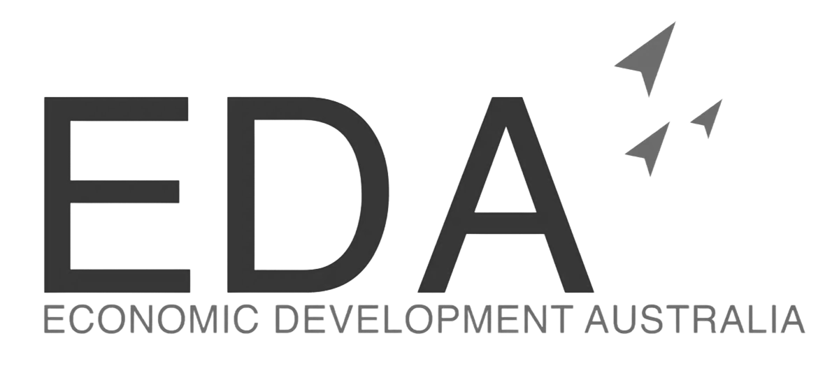 Economic Development Australia logo with the letters EDA and three stylized arrowheads above the A.