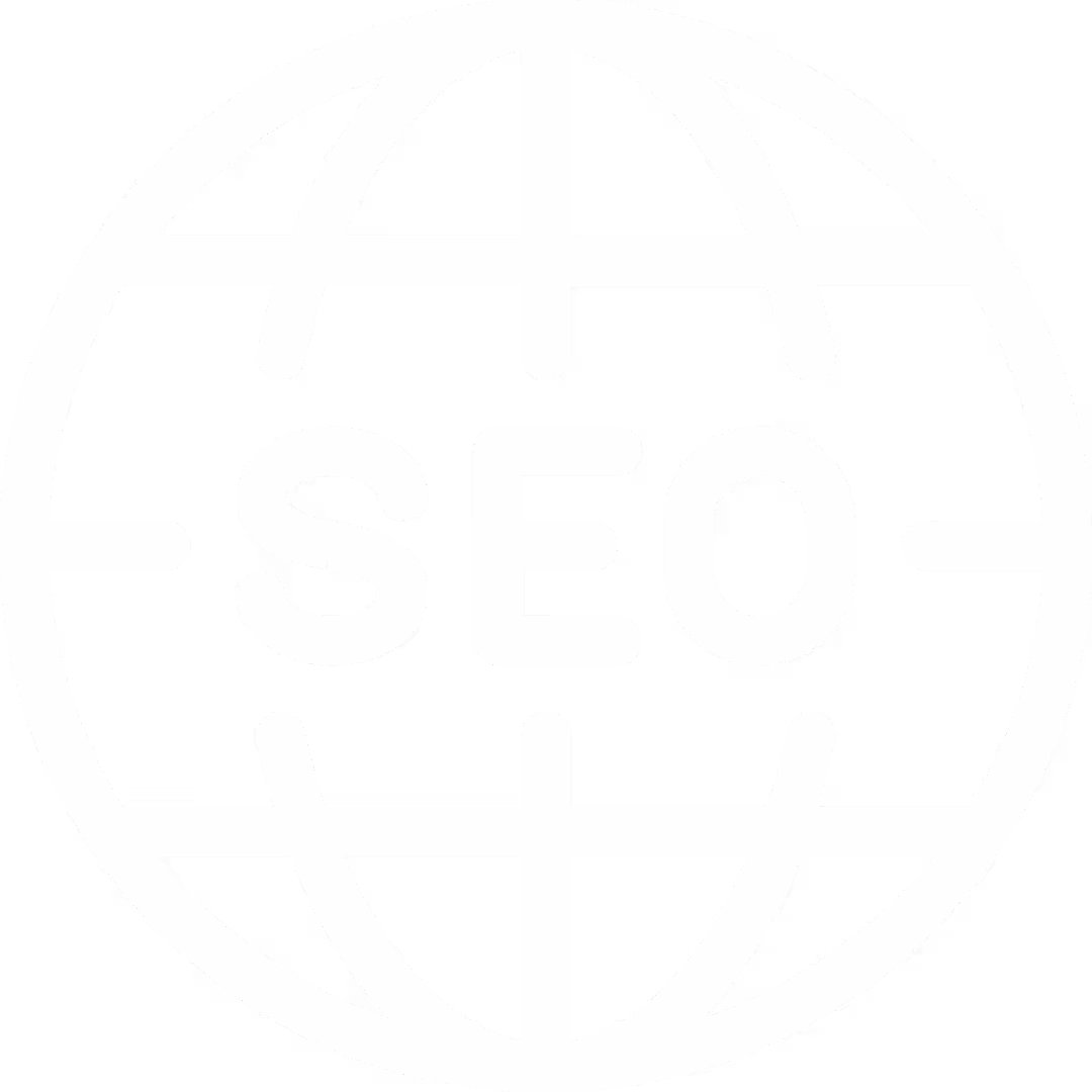 Icône de globe terrestre avec les lettres SEO au centre.