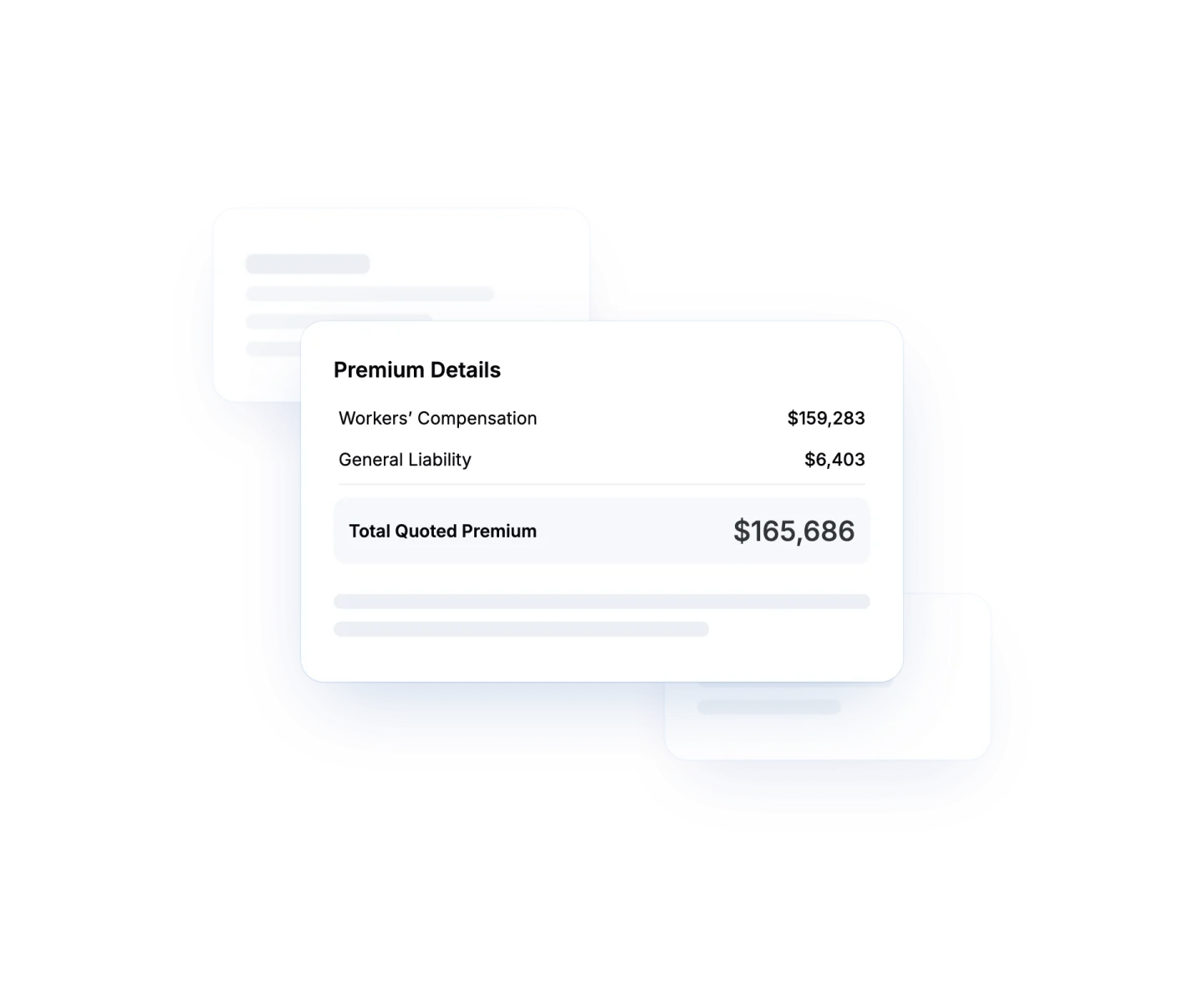 Pibit premium details showing Workers' Compensation and General Liability premium and the total quoted premium