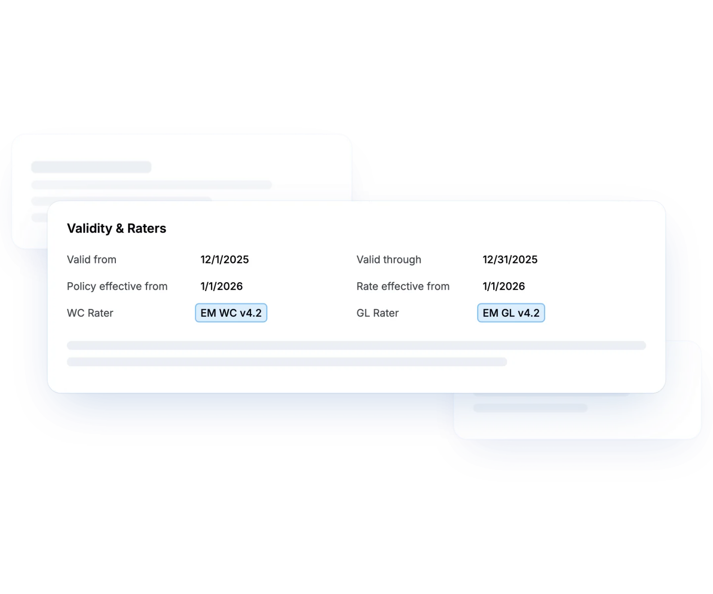 Pibit quote validity dates and rater versions recorded with the quote