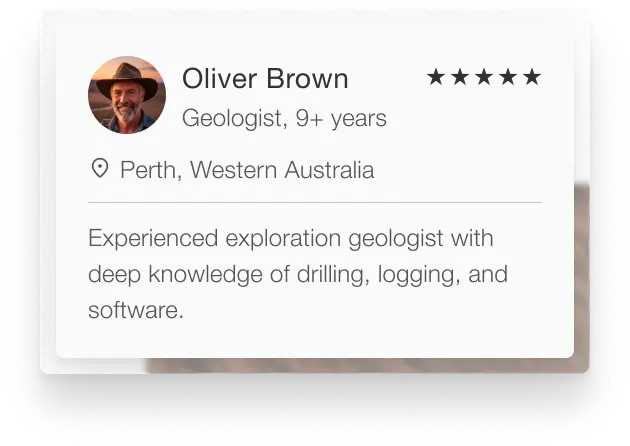 Job listing for Gold Field Specialist at GoldHaven from 15 Oct 2025 to 20 Apr 2026, on-site 8x6 role for drilling, analysis, and reporting on gold deposit, estimated value $83,200 with an Apply button.