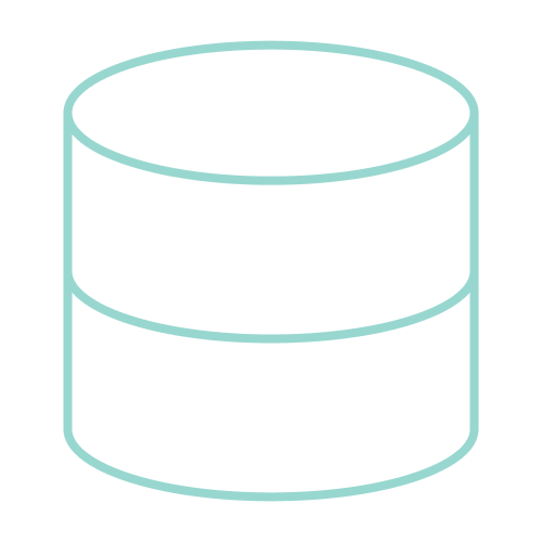 Simple blue outline of a cylindrical database icon.