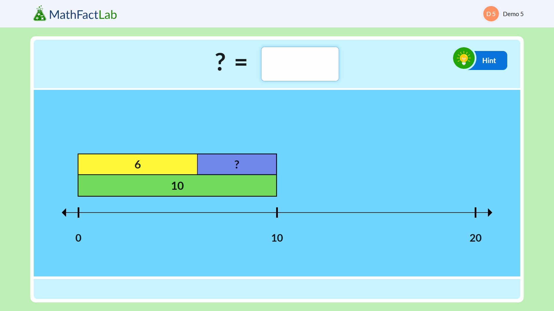 Double bar diagram representing an unknown part in a part-part-whole representation.  