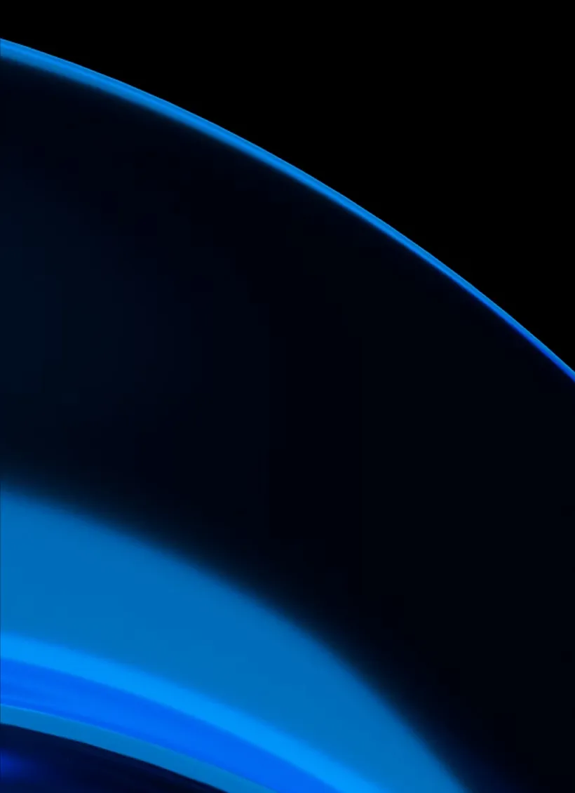 Person holding a smartphone displaying a blue and purple abstract design on screen.