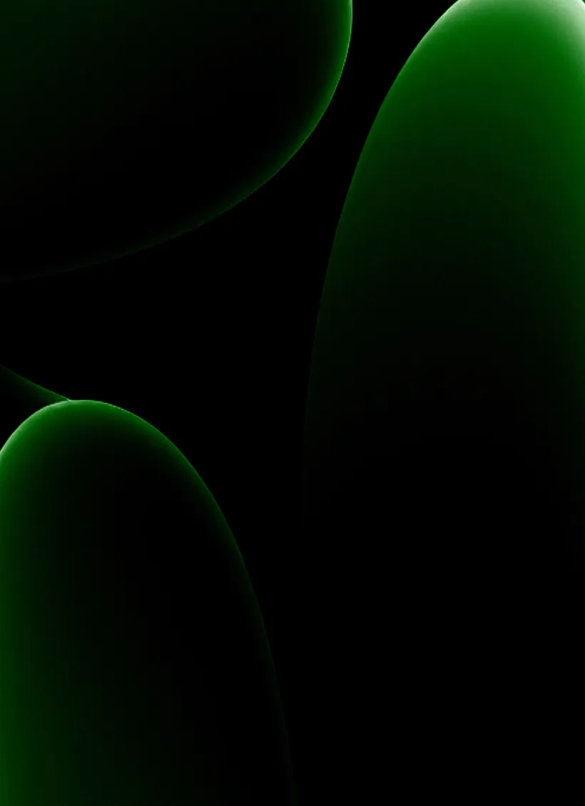 Person holding a smartphone displaying a blue and purple abstract design on screen.