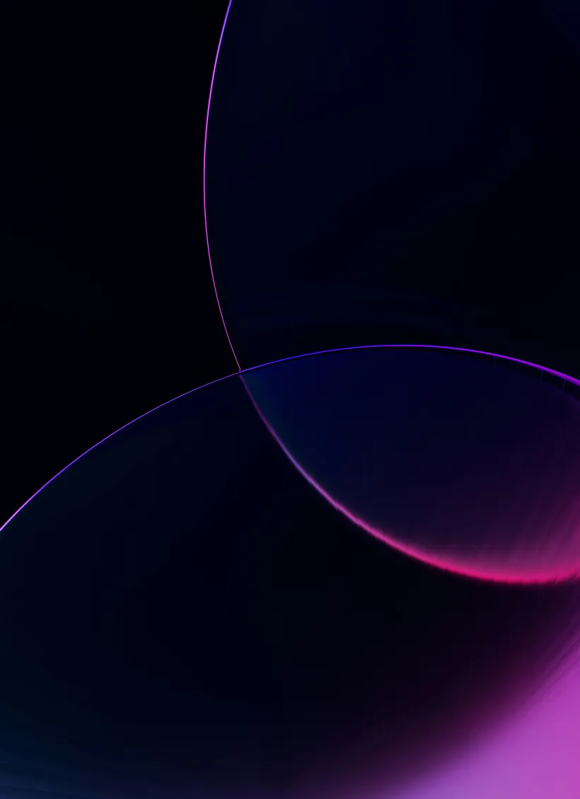 Person holding a smartphone displaying a blue and purple abstract design on screen.