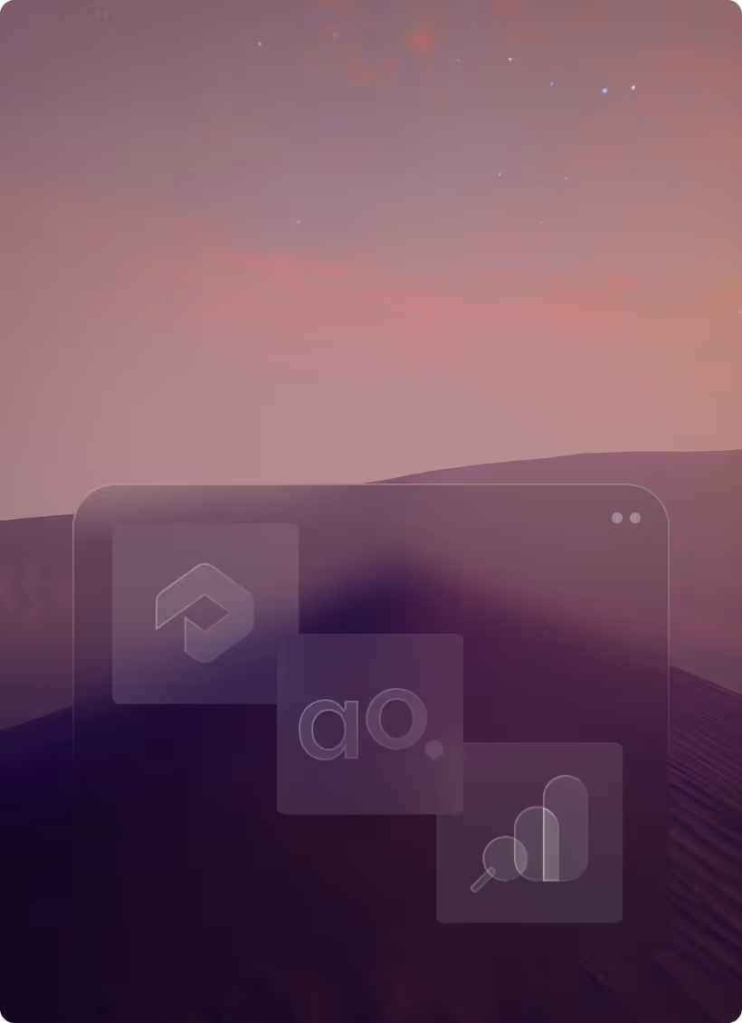 Mist-covered hills under a purple and pink sunset sky.