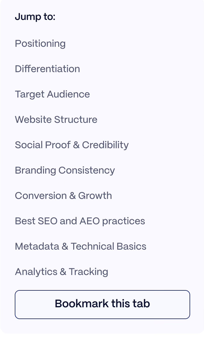 Screenshot from Foresight website audit results page showing a breakdown of analyzed categories.