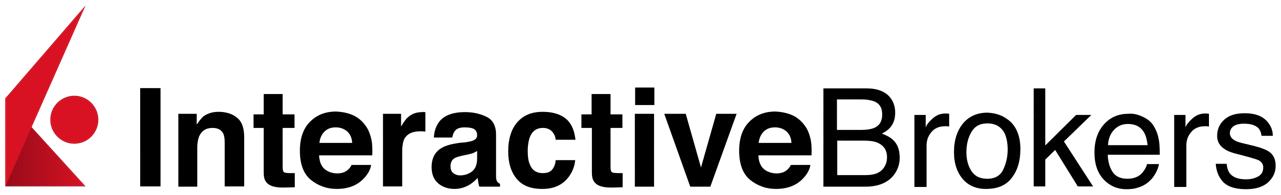 Interactive Brokers logo with red stylized figure and black text.