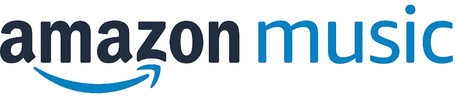 Amazon Music logo featuring the word 'amazon' in black and 'music' in blue with a curved arrow underneath.