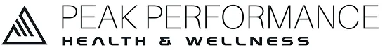 A minimalist logo for "Peak Performance Health & Wellness" featuring a triangular mountain emblem on the left and the brand name in sleek, modern typography on the right.