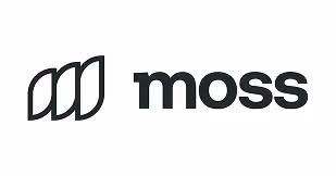 Moss-Logo mit drei stilisierten Blättern als Symbol.