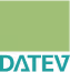 DATEV-Logo mit blau-grünen Buchstaben.