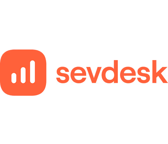 Sevdesk-Logo in roter Schrift