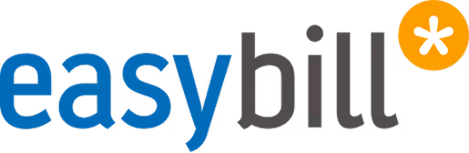 easybill logo with blue and black text and an orange star symbol