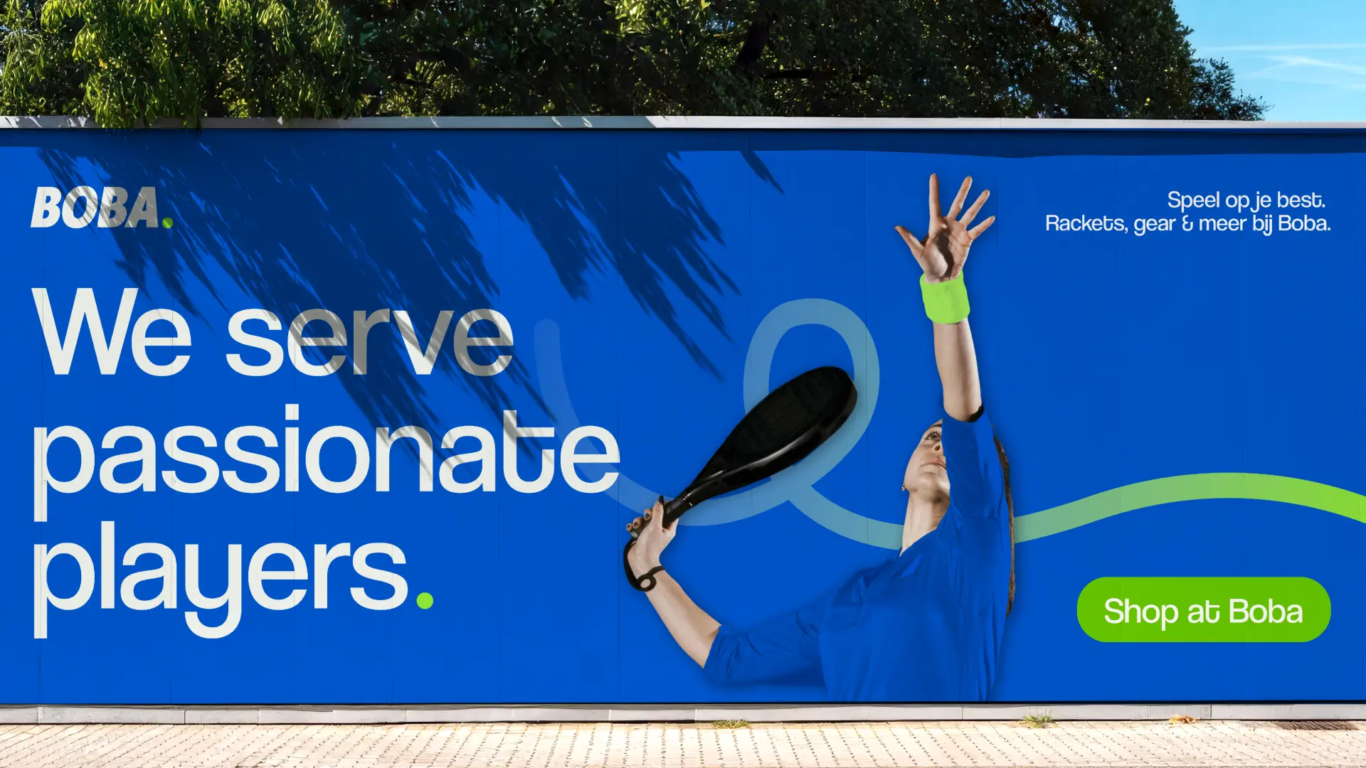 Boba Racketsports visuele identiteit: Het ontwerp van een billboard