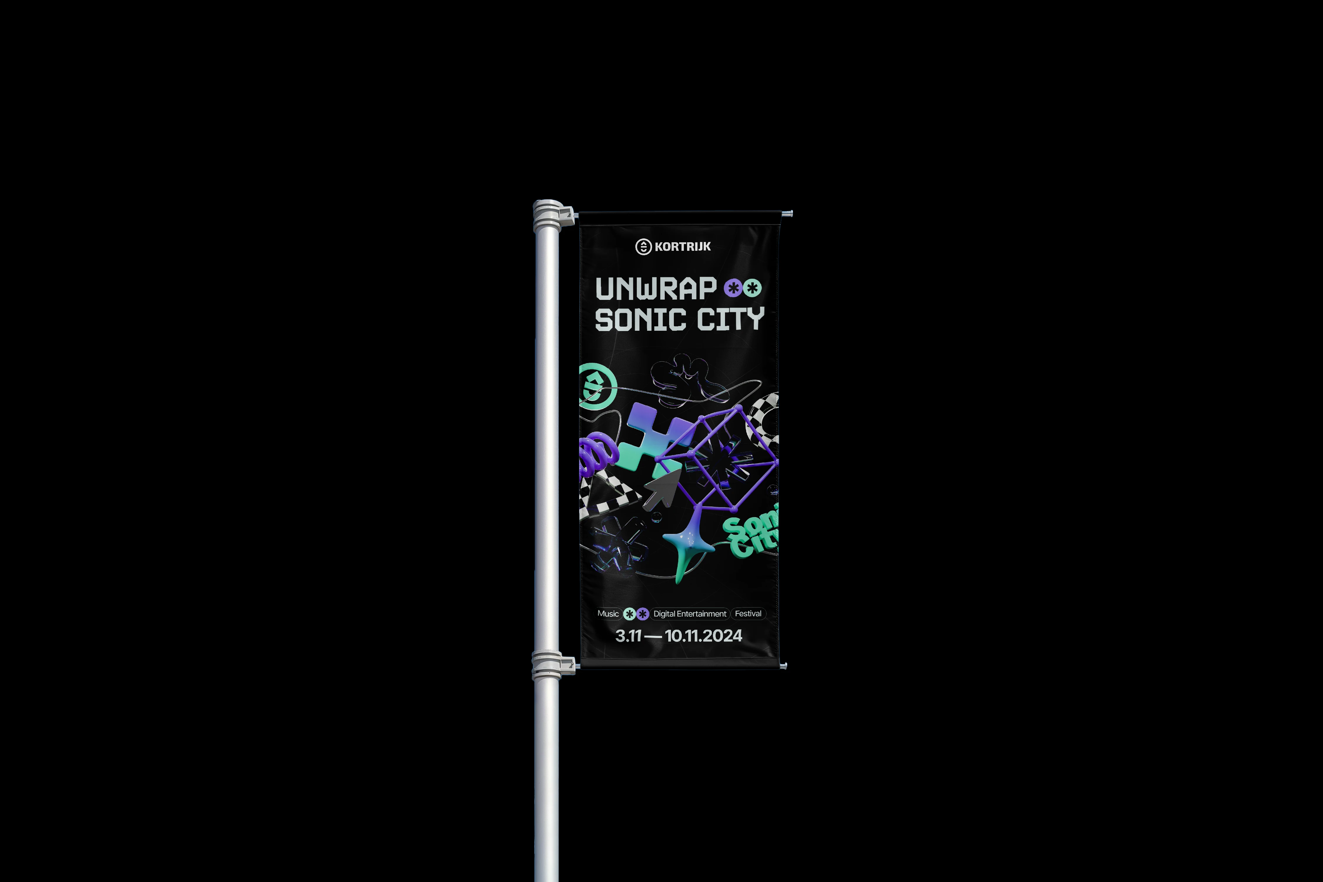 Het design van de vlag om het event te promoten