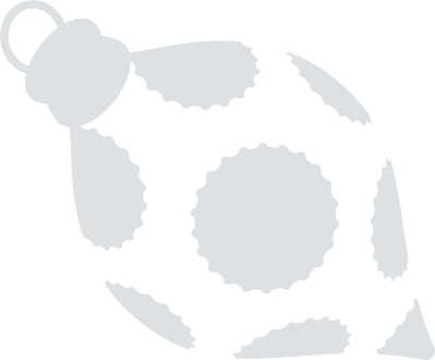 Traditional white and gray patterned Christmas ornament shaped like a teardrop.