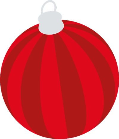 Red and dark red striped Christmas ornament ball with silver cap.
