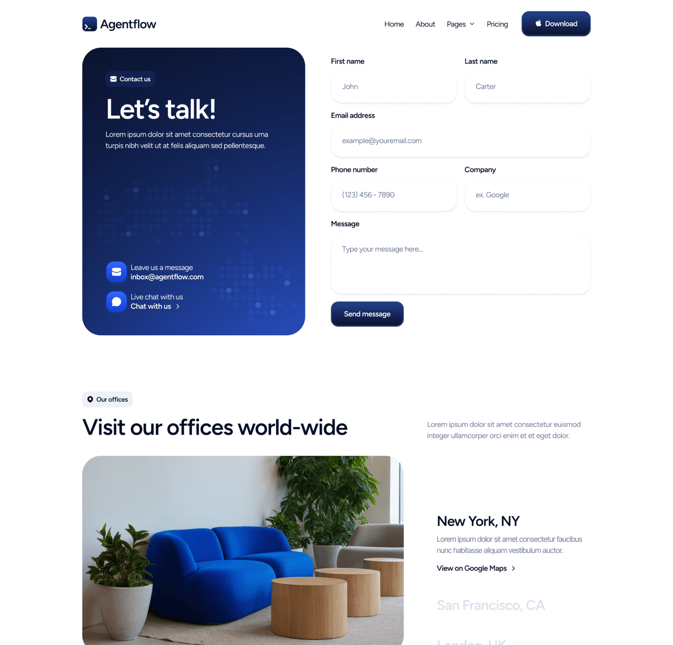 Agentflow - Contact V1 Page - Terminal AI Assistant Webflow Template