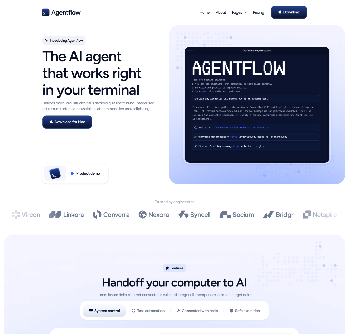 Agentflow - Home V3 Page - Terminal AI Assistant Webflow Template
