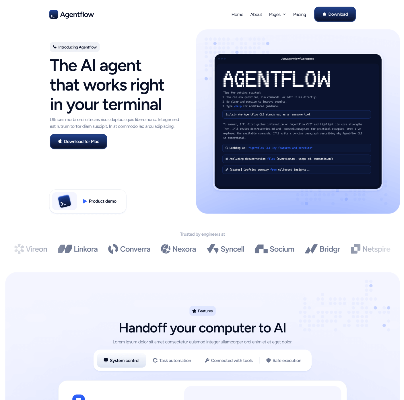 Agentflow - Home V3 Page - Terminal AI Webflow Template
