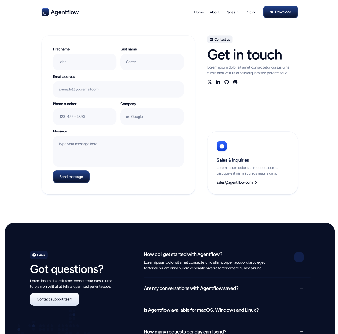 Agentflow - Contact V3 Page - Terminal AI Webflow Template