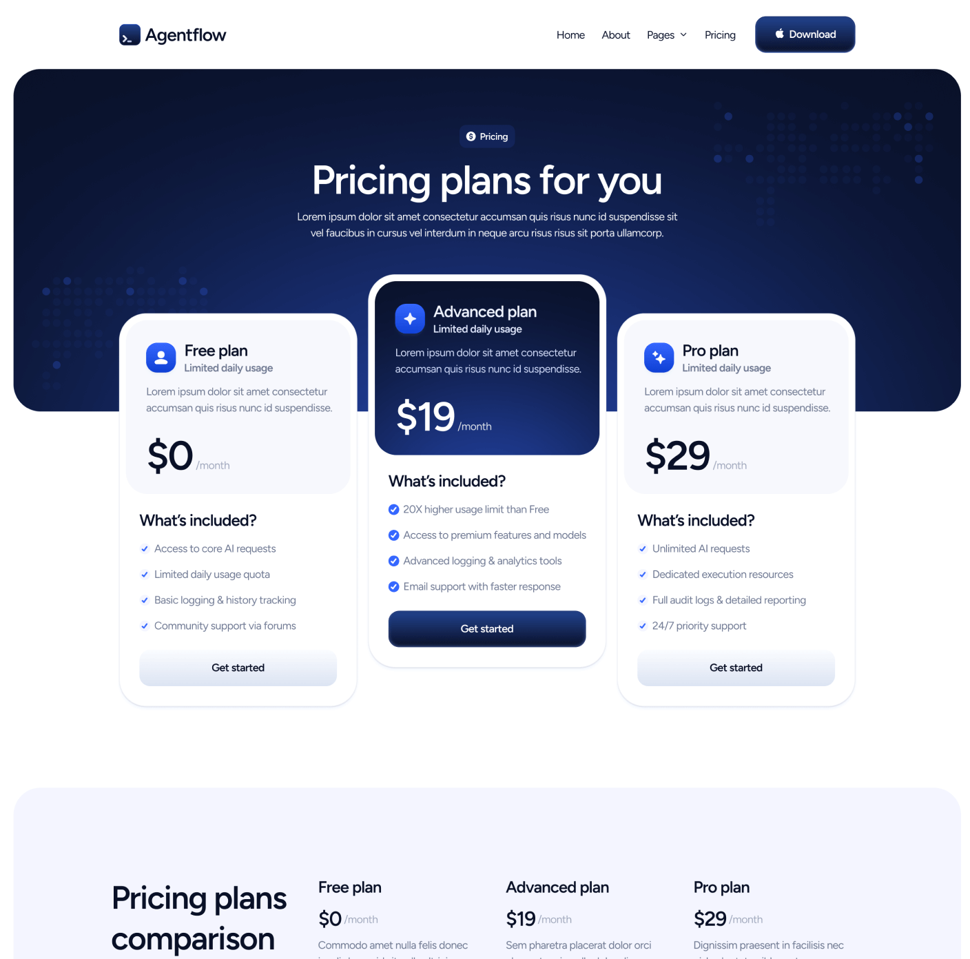 Agentflow - Pricing Page - Terminal AI Webflow Template