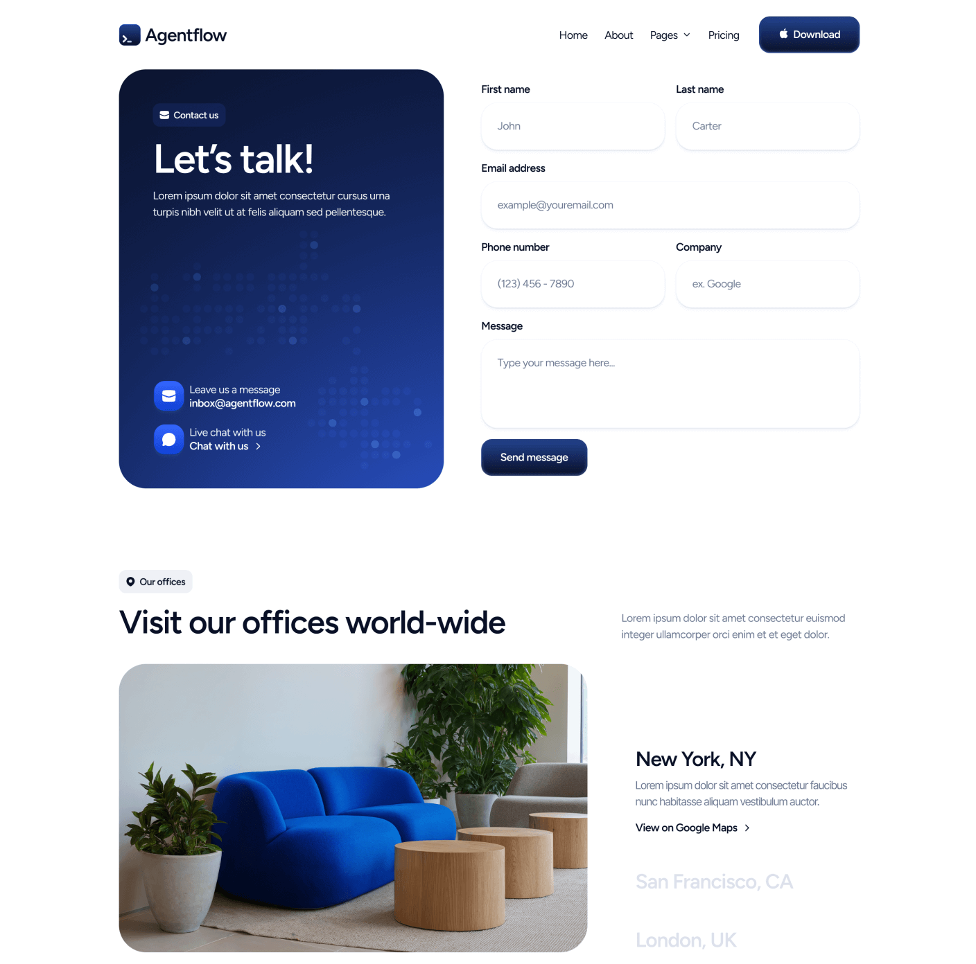 Agentflow - Contact V1 Page - Terminal AI Webflow Template